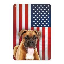 Amazon.com : MALIHONG USA American Flag Tin Sign German Boxer Dog Wall  Decor Art Patriotic Independence Day Metal Sign House Man Cave Bar Cafe ...
