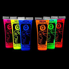 Uv Glow Blacklight Face And Body Paint 0 34oz Set Of 6 Tubes Neon Fluorescent Walmart Com Walmart Com
