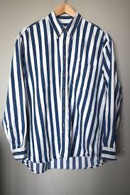 Black And White Striped Button Up Shirt Vintage 90 S Striped Denim Shirt Oversized Button Up Shirt Blue White Jean Shirt Unisex Denim Shirt Navy Hipste Boho Shirts Black Wool Blazer Denim Shirt