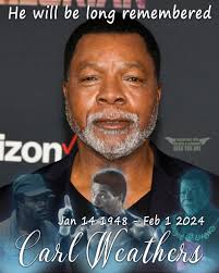 Sad news that Carl Weathers has passed away peacefully in his sleep aged  76. He had a great career after American Football, most famously playing  Apollo Creed in Rocky, Dillon in Predator,