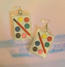 Paint Pallet Novelty Earrings Weird Jewelry Crazy Earrings Quirky Earrings