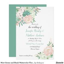 Wedding mint green flower background. Mint Green And Blush Watercolor Floral Wedding Invitation Zazzle Com Floral Wedding Invitations Floral Wedding Watercolor Wedding Invitations
