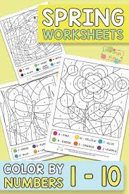 Printable color by number coloring pages. Spring Coloring By Number Worksheets Itsybitsyfun Com