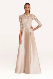 This 3 4 Sleeve Silver Gown With Silk Gazar Fabric And A Sequin Overlay Will Look Great At A Special Occa Groom Dress Mothers Gowns Mother Of The Bride Dresses