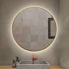 Miroir grossissant de maquillage (facultatif). Miroir Lumineux Pour Salle De Bain A Led Avec Eclairage Tactile Anti Buee Blanc Chaud Round O 60 Cm