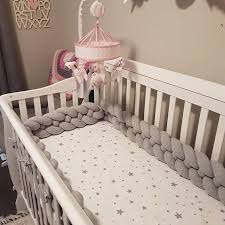 Rose horse crib bumper, white stars baby protector, horse baby pillow, animal bumper, baby shower present gold unicorn, floral crib bedding, crib bumper pads, rose crib, animal crib bumper. 4 Strand Braided Crib Bumper Bed Bolster Juju Jake