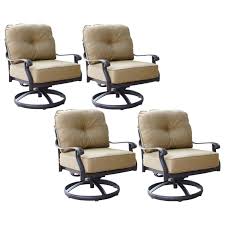 Shop wayfair for all the best swivel chairs patio dining sets. Elisabeth 4 Piece Cast Aluminum Patio Swivel Rocker Club Chair Set W Sesame Cushions By Darlee Bbqguys