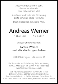 Traueranzeigen von Andreas Werner