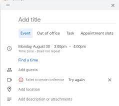 Failed To Create Conference Zoom Google Calendar