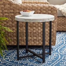 Bryes marble top end table. Better Homes Gardens Faux Marble Round Side Table 18 5 H Walmart Com Walmart Com