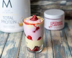 Erdbeer Pfirsich Protein Dessertcreme Kalorienarme Desserts Lebensmittel Essen Gesunde Desserts