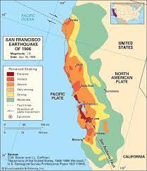 Map Of Northern California Depicting The Intensity Of Shaking Caused By The Earthquake Of April 18 1906 San Francisco Earthquake Earthquake Francisco