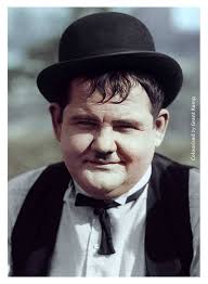 Squinting in the sunshine, and probably hot under that heavy make-up, a  nice close-up of Oliver Norvell Hardy, taken
