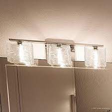 This one is a modern design with a midcentury feel. Luxury Modern Bathroom Light Medium Size 6 75 H X 22 5 W With Style Elements Polished Chrome Finish And Sandblasted Inner Clear Wavy Outer Glass Uql2723 By Urban Ambiance Amazon Com
