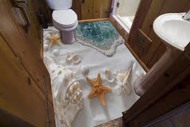 3d Epoxy Flooring For Bathroom Beach Sand And Shell Theme Epoxy Floor 3d Epoxy Floor 3d Epoxy
