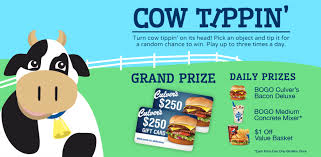 Purchase, use or acceptance of card constitutes acceptance of terms. Culver S Cow Tippin Instant Win Game Familysavings