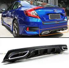 Honda civic body kits are considered one of the most effective ways to modify the look of your vehicle. For 2016 18 Honda Civic Shark Fin Rear Bumper Diffuser W Decorative Exhaust Tip