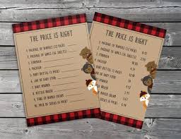 The price is right author: Baby Shower Price Is Right Game Lumberjack Woods Theme Etsy Price Is Right Game Baby Shower Baby Shower Price Is Right