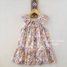 Vestido estampado loros y mariposas, con doble volante en bajo vestido en tul superpuesto. Vestido Nina Estampado Loros De Baby Yiro Ropa Infantil