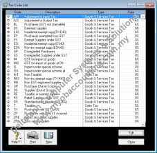 gst tax codes rates myobaccounting com my