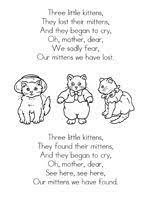 Three little kittens, they lost their mittens, and they began to cry: Nursery Rhyme Printables Nursery Rhymes Nursery Rhymes Preschool Nursery Rhymes Activities