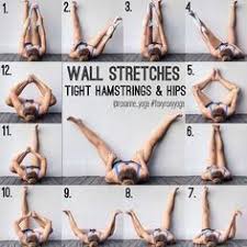 Wall Stretches For Tight Hips And Hamstrings Exercise Easy Yoga Poses Easy Yoga Workouts