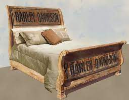 Beds without headboard or footboards for harley. Cool Bed Harley Davidson Decor Bedroom Furniture Design Furniture