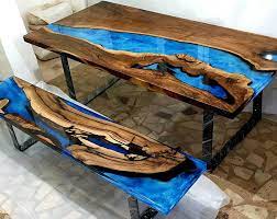 Live edge epoxy resin and natural wood tables. Bois Table Resine Epoxy Led Novocom Top