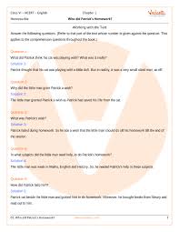 Ncert Solutions For Class 6 English Honeysuckle Chapter 2 Ncert Solutions For Class 6 English Honeysuckle Chapter 1 Who Did Patrick S Homework Chapter Solutions Comprehension Questions