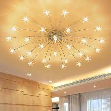 Modern Round Starry Sky Led Crystal Glass Ceiling Lights 21 28 Heads Stars Ceiling Lamps Bedroom Living Room Light Fixtures Light Fixtures Lamps Lighting Fixtur In 2020 Glass Pendant Light Star Pendant Lamp Glass