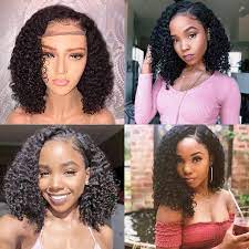 Hot Sale Pre Plucked Brazilian Virgin Hair Deep Curly Side Part Bob Wigs Upgraded Curly Hair Sew In Deep Curly Curly Bob Wigs