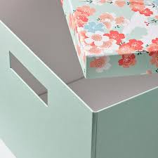 Ikea notre shopping list spécial petit rangement. Tjena Kasten Mit Deckel Blume Hellgrun 25x35x20 Cm Ikea Osterreich