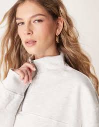 送料無料】 エイソス レディース パーカー・スウェット アウター ASOS DESIGN half zip sweatshirt in ice heather  Ice