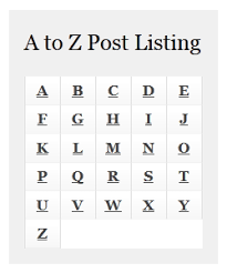 A, b, c, d, e, f, g, h, i, j, k, l, m, n, o, p, q, r, s, t, u, v, w, x, y, z. Wp Alphabet Listing Plugin List All Wordpress Posts Alphabetically