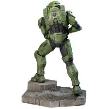 Features the master chief in an action pose with grappleshot firing and energy sword at the ready; Dark Horse Halo Infinite Master Chief Statue
