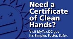 Need a Certificate of Clean Hands? Visit MyTax.DC.gov. | otr