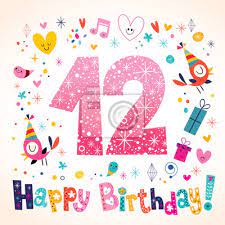 Buon Compleanno 12 Anni I Bambini Biglietto Di Auguri Dipinti Da Parete Quadri Dodicesimo Adolescenziale 12 Myloview It