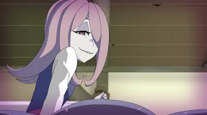 abujan, roger mango, sucy manbavaran, little witch academia, animated,  sound, video, 1girl, censored, fellatio, goblin, goblin male, hair over one  eye, handjob, oral, penis, pink eyes, pink hair, pov, sharp teeth, teeth -