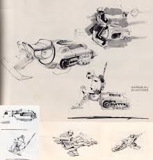 Star Wars Episode Vi Return Of The Jedi Speeder Bike Concept Art By Joe Johnston Nilo Rodis Jamero And Ralph Star Wars Concept Art Star Wars Art Concept Art
