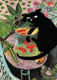 Funny Cat Cards 3 Matisse Funny Cat Card Matisse Goldfish Card Matisse Goldfish Black Cat Card Matisse Art Cat Art Matisse Paintings
