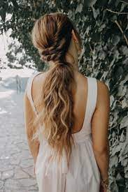 Ponytail Boho Hairstyle For Long Hair Messy Beach Waves And Easy Low Ponytail Wedding Hai Boho Hairstyles For Long Hair Messy Hairstyles Romantic Bridal Hair