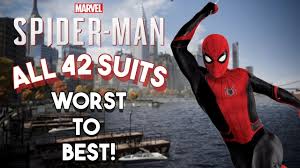 All costumes guide | how to unlock. All 42 Spider Man Ps4 Suits Ranked Worst To Best Far From Home Suits Youtube