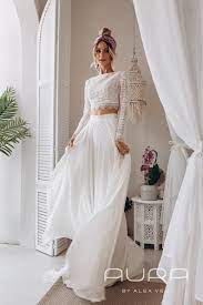 Wedding Dress Monica Boho Two Piece Bridal Gown Etsy Wedding Dresses Dresses Chiffon Skirt