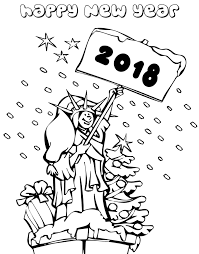 Free coloring book page of statue of liberty, statue of liberty coloring pages for kindergarten. Printable New Year 2018 Coloring Pages