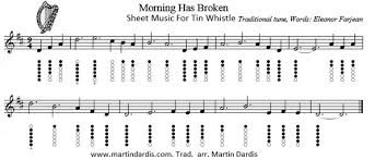 Learn to play with piano, guitar and ukulele in minutes. Morning Has Broken Easy Sheet Music For Tin Whistle Irish Folk Songs