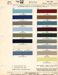 1967 Ford Mustang Color Chart With Paint Mixing Codes