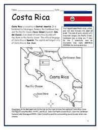 Introduce Your Students To Costa Rica With This Printable Handout Of Two Worksheets Plus Answer Key Your Costa Rica Costa Rica Activities Costa Rica History