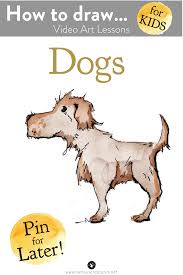 How To Draw Dogs Video Art Lesson For Kids Step By Step Easy For Beginners Art Tutorial In 2020 Dog Drawing Drawings Cool Art Projects