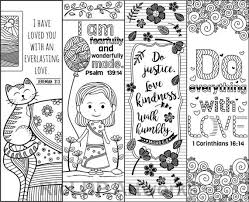 Front and back of the bookmark displays the quoted bible texts that are designed to color: Set Of 8 Bible Verse Coloring Bookmarks For Kids Scripture Etsy Coloring Bookmarks Bookmarks Kids Bible Verse Coloring