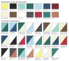 55 chevy color chart 1955 chevrolet body colors solid